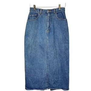 Vintage Squeeze Jeans Denim Long Skirt Cotton Size 9/10‎ Y2K 90s Retro High Rise